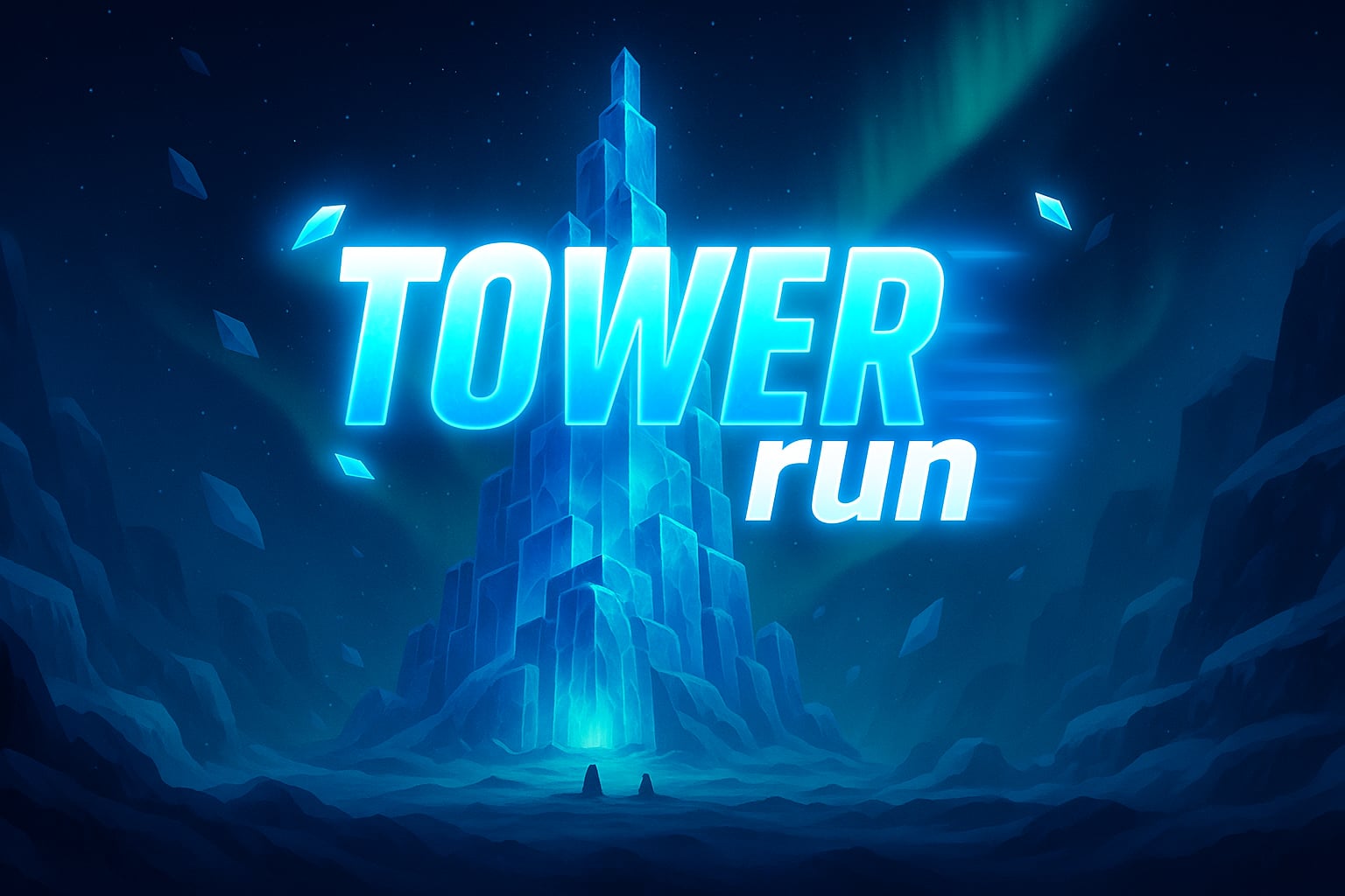 TowerRun - Frozen tower with glowing logo